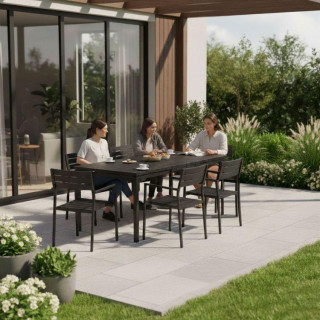 Fekete kihúzható kerti asztal 180-240 cm - 12 ülőhely