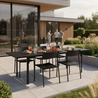 Fekete kihúzható kerti asztal 180-240 cm - 12 ülőhely