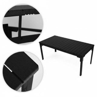 Fekete kihúzható kerti asztal 180-240 cm - 12 ülőhely