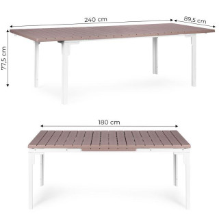 Bézs színű, kihúzható kerti asztal 180-240 cm - 12 férőhelyes