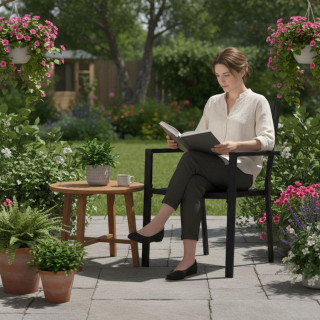 2 db-os fekete kerti szék szett