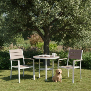 2 db-os bézs és fehér kerti szék szett