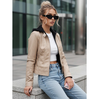 Női bőrdzseki bézs színben TY4745