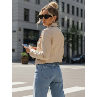 Női bőrdzseki bézs színben TY4745