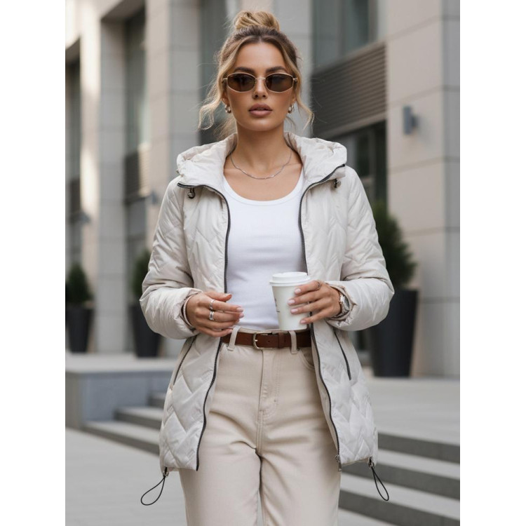 Női világos szürke steppelt kabát TY5610