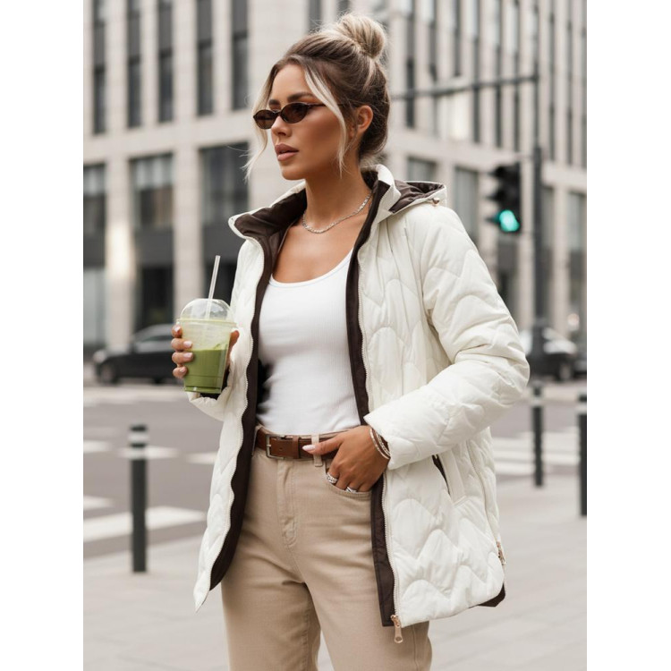 Női steppelt kabát ekrü színben TY5624