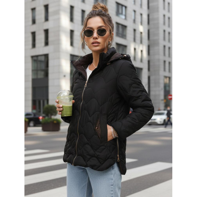 Fekete női steppelt dzseki TY5625