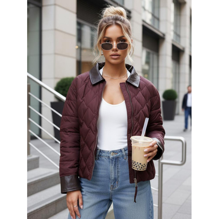 Női bordó steppelt kabát TY5620