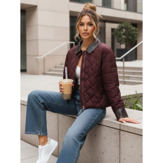Női bordó steppelt kabát TY5620