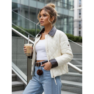 Női steppelt ekrü színű kabát TY5621