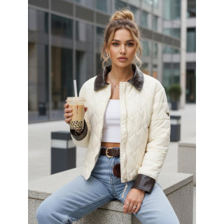 Női steppelt ekrü színű kabát TY5621