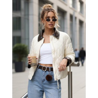 Női steppelt ekrü színű kabát TY5621