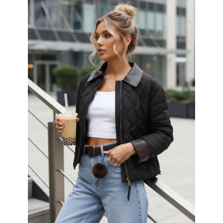 Fekete steppelt női kabát TY5622