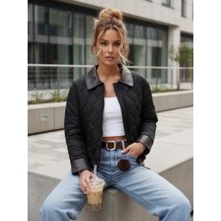 Fekete steppelt női kabát TY5622