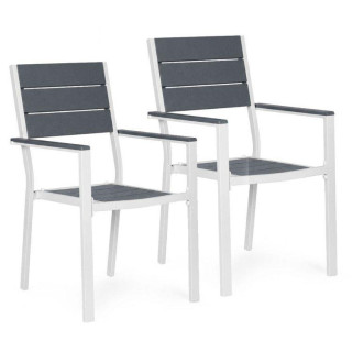 2 db szürke és fehér kerti szék szett