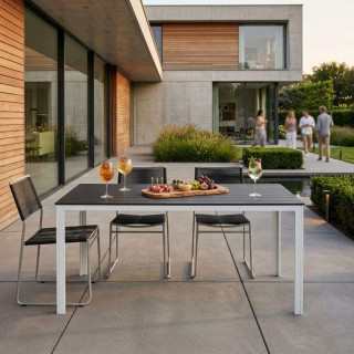 Szürkésfehér kerti asztal 6 fő részére - 156x78 cm