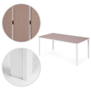 Bézs-fehér kerti asztal 6 fő részére - 156x78 cm