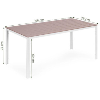 Bézs-fehér kerti asztal 6 fő részére - 156x78 cm