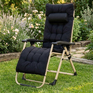 Kerti strand nyugágy fekete és arany színben