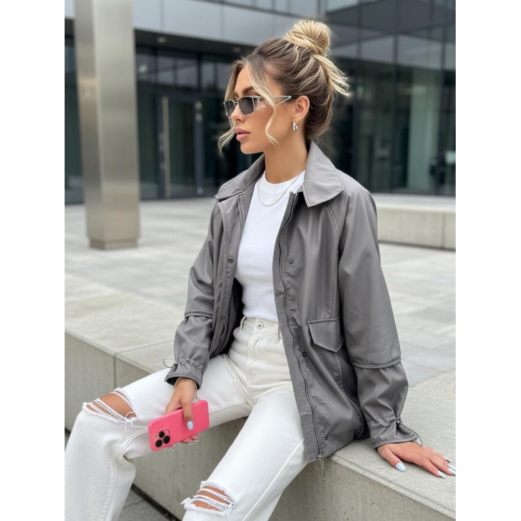 Sötétszürke női túlméretezett kabát TY3609