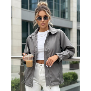 Sötétszürke női túlméretezett kabát TY3609