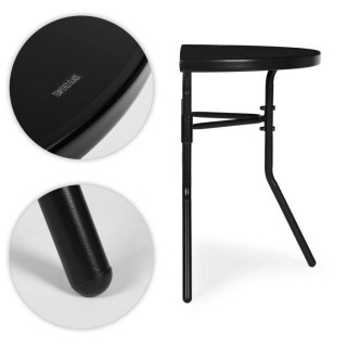 Félkör alakú üveg fekete asztal az erkélyre