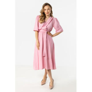 Rózsaszín női midi ruha megkötővel
