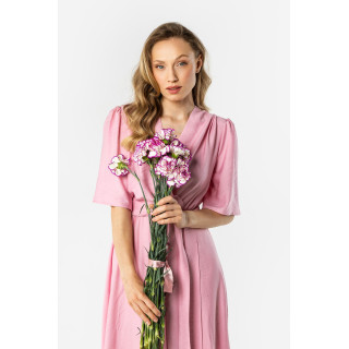 Rózsaszín női midi ruha megkötővel