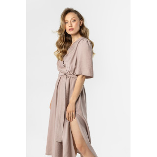 Női bézs midi ruha megkötővel