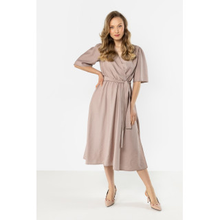 Női bézs midi ruha megkötővel