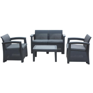 Kerti bútor szett - antracit (2 fotel, asztal, kanapé)