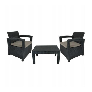 Kerti bútor szett - antracit (2 szék, asztal)