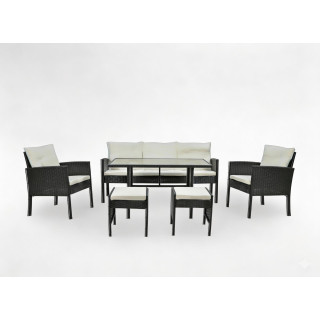 Rattan bútor szett "VADUZ" - kanapé, 2 fotel, 2 bárszék, asztal