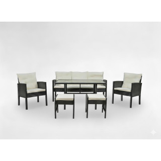 Rattan bútor szett "VADUZ" - kanapé, 2 fotel, 2 bárszék, asztal