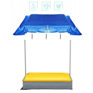 Lezárható, impregnált homokozó tetővel és UV-szűrővel - 120x120 cm