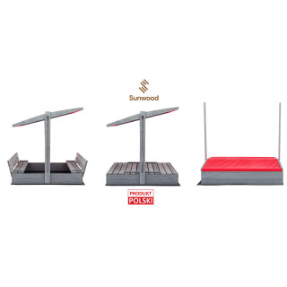 Lezárható, impregnált homokozó tetővel és UV-szűrővel - 120x120 cm