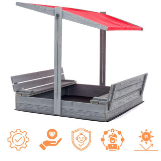 Lezárható, impregnált homokozó tetővel és UV-szűrővel - 120x120 cm