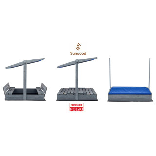 Lezárható, impregnált homokozó tetővel és UV-szűrővel - 120x120 cm