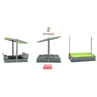 Lezárható, impregnált homokozó tetővel és UV-szűrővel - 120x120 cm