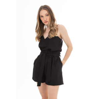 Női fekete pánt nélküli felső