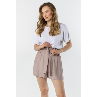 Női bézs színű, magas derekú rövidnadrág