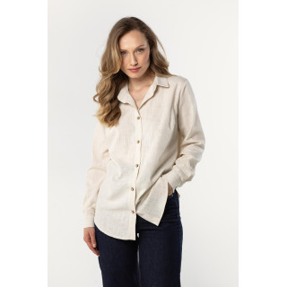 Bézs színű lenvászon női ing
