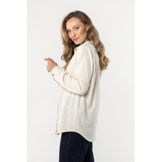 Bézs színű lenvászon női ing