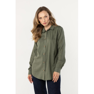 Női vászon ing khaki színben