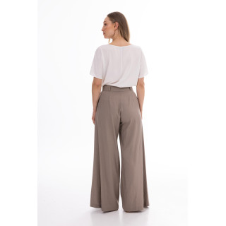Női sötét bézs színű, széles szárú nadrág