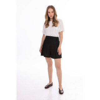 Női fekete vászon rövidnadrág megkötővel