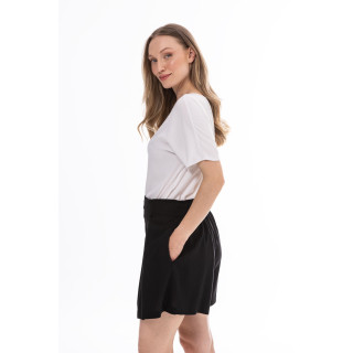Női fekete vászon rövidnadrág megkötővel