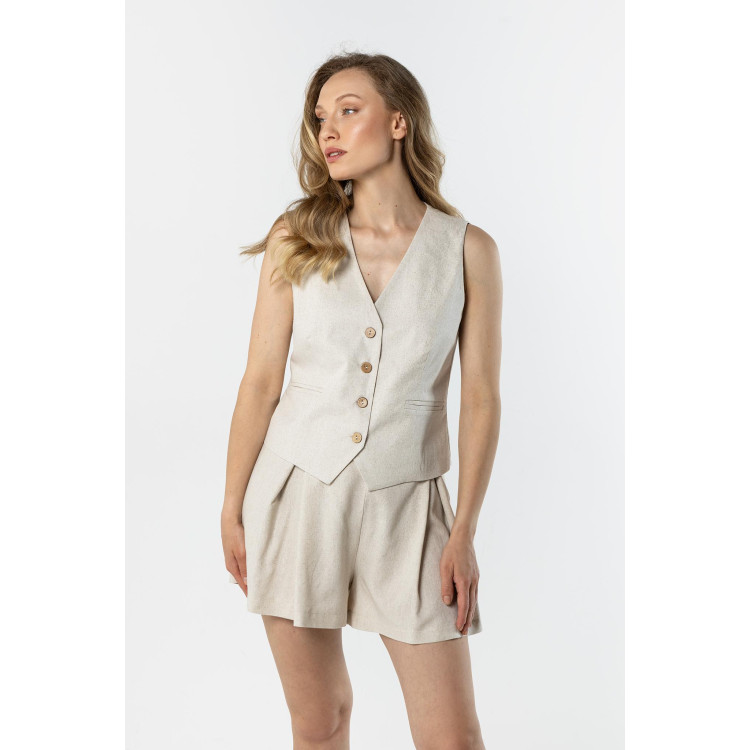 Női vászon mellény bézs színben