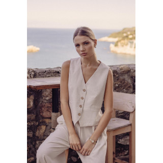 Női vászon mellény bézs színben