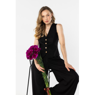 Női vászon mellény fekete színben